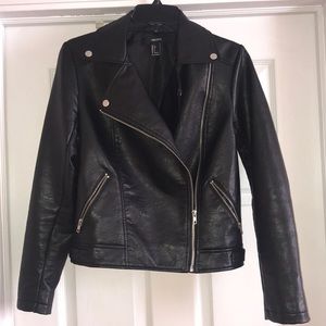 Faux leather moto Jacket,  Black,  size S US.
